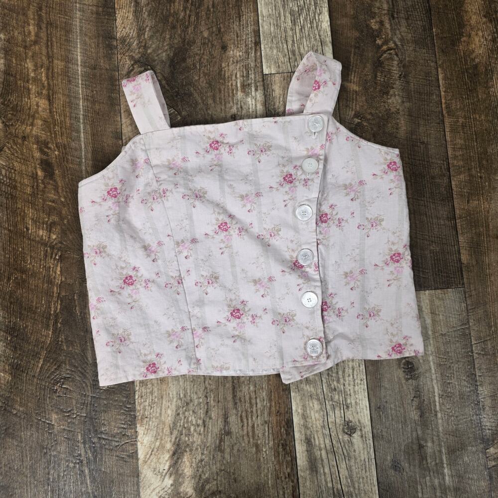 Pink Floral Corset Tank Top Cottagecore Coquette Fairycore